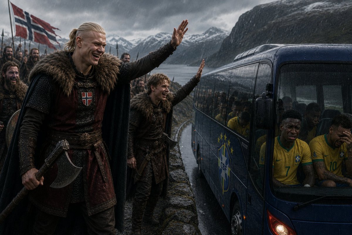BilbiaOfissial's tweet photo. Vikings Haaland &amp; Companhia a limpar o Brasil do mundial  😭😭 😂 https://t.co/w49zu5TcEG