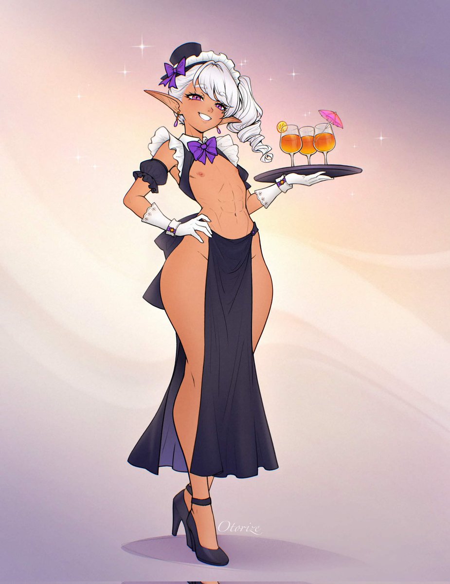 Dazzthespacedi1's tweet photo. Aladriel geminara standing at 6' 8" inches. Flat chested but still thicccer than a snicker, this is her sexy maid outfit she is wearing as a treat for her lovers Externus and Qulezza. #elf #maid #sexy #allboobsmatter #flatchest #thighs
Art byhttps://linktr.ee/Otorize https://t.co/3CRr1RXdJr