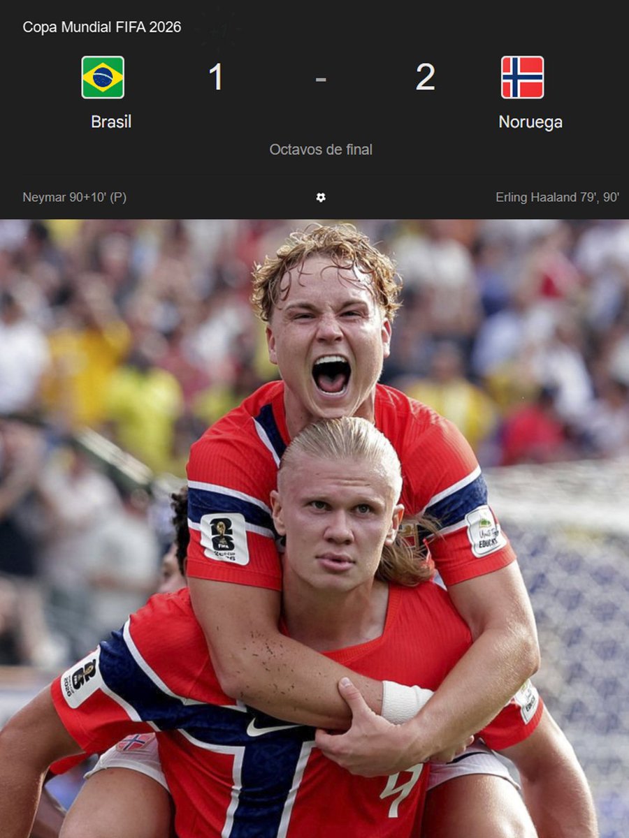 SVargasOK's tweet photo. 🚨🇧🇷 ¡BATACAZO HISTÓRICO: NORUEGA ELIMINÓ A BRASIL DEL MUNDIAL! https://t.co/CbZMw6GQdX