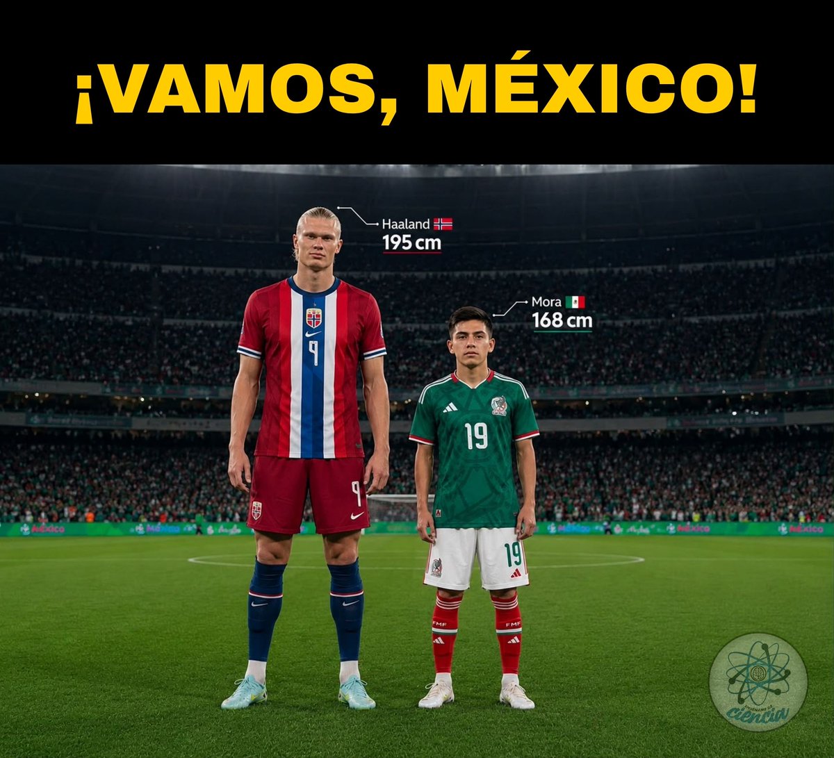 EnsedeCiencia's tweet photo. Cuando México le gane a Inglaterra (porque les vamos a ganaaaar 😘🔥), nos enfrentaremos al gigante Noruego Erling Haaland. Así se vería él, lado a lado de la bendición de México: Gilberto Mora. jajajaja

¡Vamos Méxicoooooooo! 🥳 https://t.co/su8q2nJQ9Y