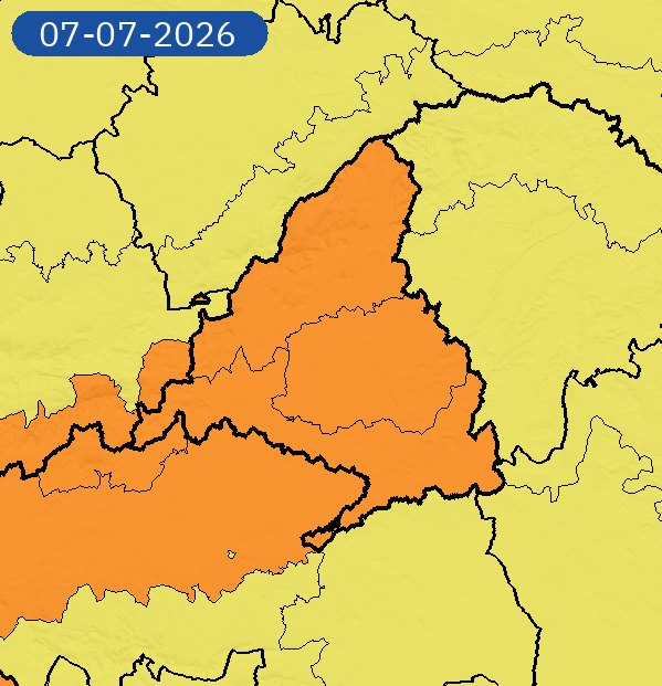 AEMET_Madrid's tweet photo. 06/07 00:07 AVISOS HOY Y MAÑANA | Comunidad de Madrid: temperaturas máximas. Nivel máximo de aviso: naranja.
Actualizaciones en https://t.co/wtnxfrPjIy https://t.co/UwI0StTGZk