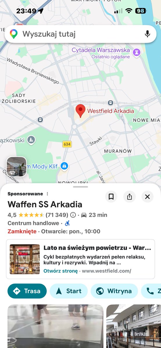 PaEdyta's tweet photo. ❗️Google Maps właśnie zaliczyło kompromitację.
Fałszywe, obraźliwe nazwy pojawiły się przy znanych miejscach w Warszawie. Tego jest mnóstwo 
#GoogleMaps #Google # Warszawa https://t.co/NW42bGRfK0