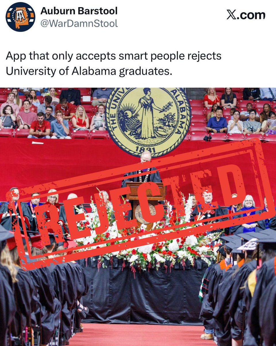 WarDamnStool's tweet photo. Damn. They are still accepting AU grads though. https://t.co/4vXycCPhgh