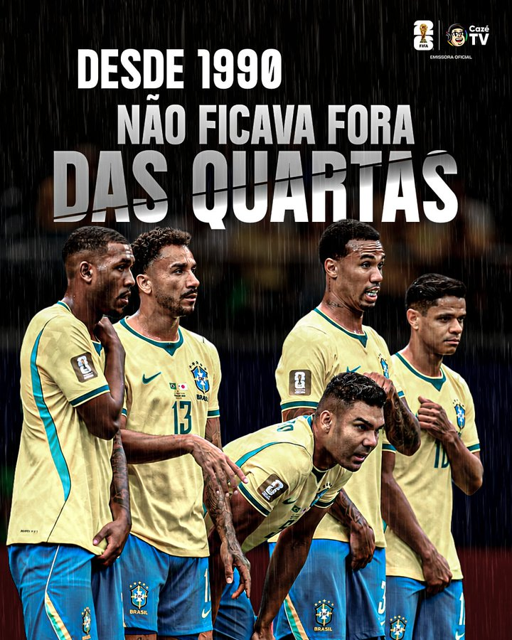 ZAMENZA's tweet photo. Desde 1990 que o Brasil não ficava fora das quartas de final. A pior seleção de toda a história. #BRAXNOR https://t.co/FxxjOQAFi7