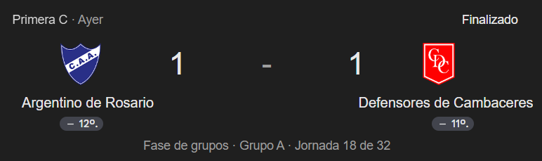 primera_ascenso's tweet photo. Por la Fecha 18 de la #PrimeraC #ArgentinoDeRosario empató como local ante #DefensoresDeCambaceres por 1 a 1👇 https://t.co/20QNzU98Jh