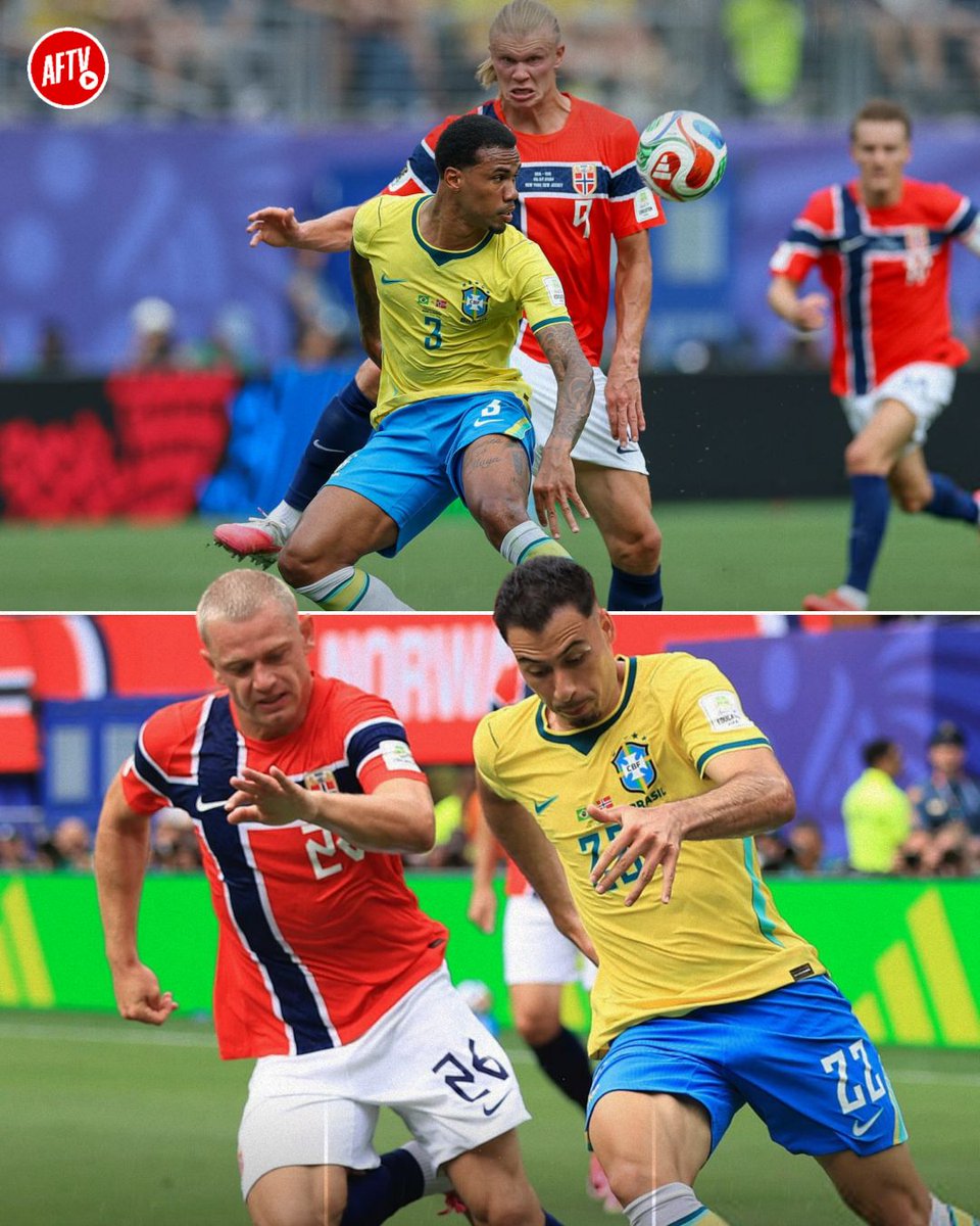 AFTVMedia's tweet photo. ⭐ Martin Odegaard played the full 90 minutes, completed 93% of his passes, made 35 passes into the final third and registered 3 shots as Norway beat Brazil 2-1 to reach the 2026 FIFA World Cup quarter-finals. 🔥

🛡️ Gabriel played the full 90 minutes, made 7 clearances, completed 94% of his passes and registered a key pass in Brazil's 2-1 defeat to Norway.

👟 Gabriel Martinelli also played 67 minutes, won 67% of his duels and created 2 chances for the Selecao.