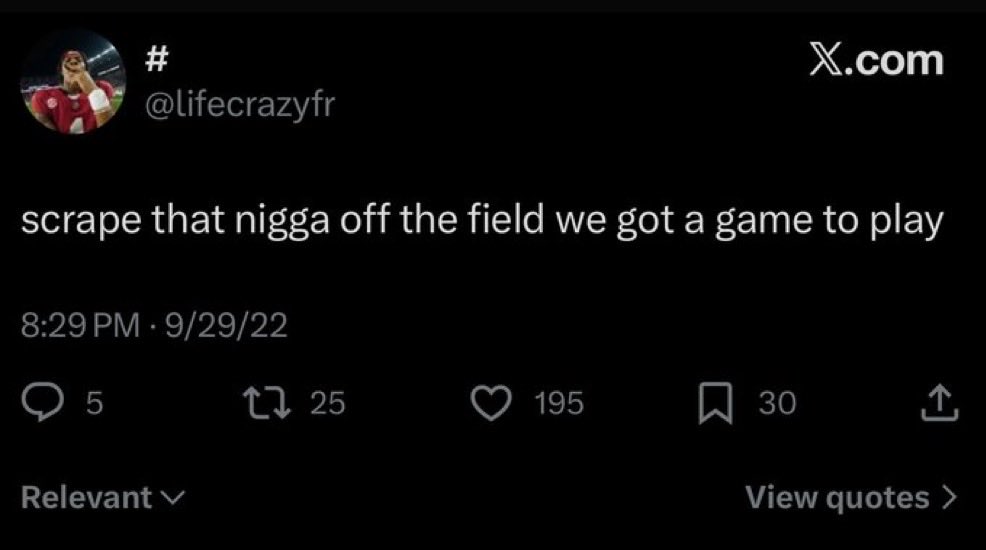 Diabaahlical's tweet photo. MAN PULL THAT NIGGA BACK ONTO THE PITCH AND RUN THE CLOCK https://t.co/bfGNvBWpwx