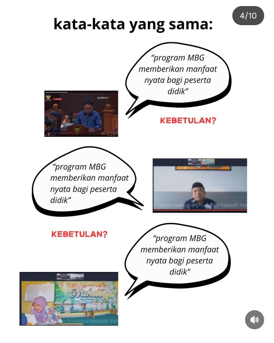 zanatul_91's tweet photo. Tiga saksi kepala sekolah yang mewakili Pihak Presiden dalam sidang di MK membahas MBG, saya transkrip kata-katanya, ternyata 99% kata-katanya template. Mereka parafrase aja enggak. ☹️☹️☹️ https://t.co/qJLQ1dfRxP