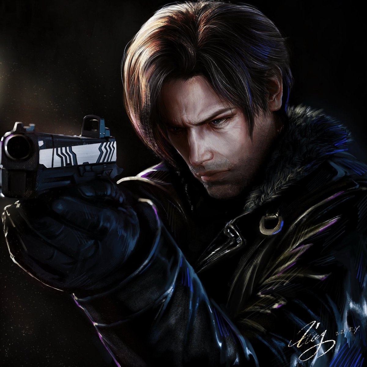 BeNaLingxl's tweet photo. In addition to drawing sculptures, I can also draw other things, such as my favorite game characters—Leon.#ResidentEvil #residentevilfanart @CAPCOM_MHB https://t.co/XemZu16OFm