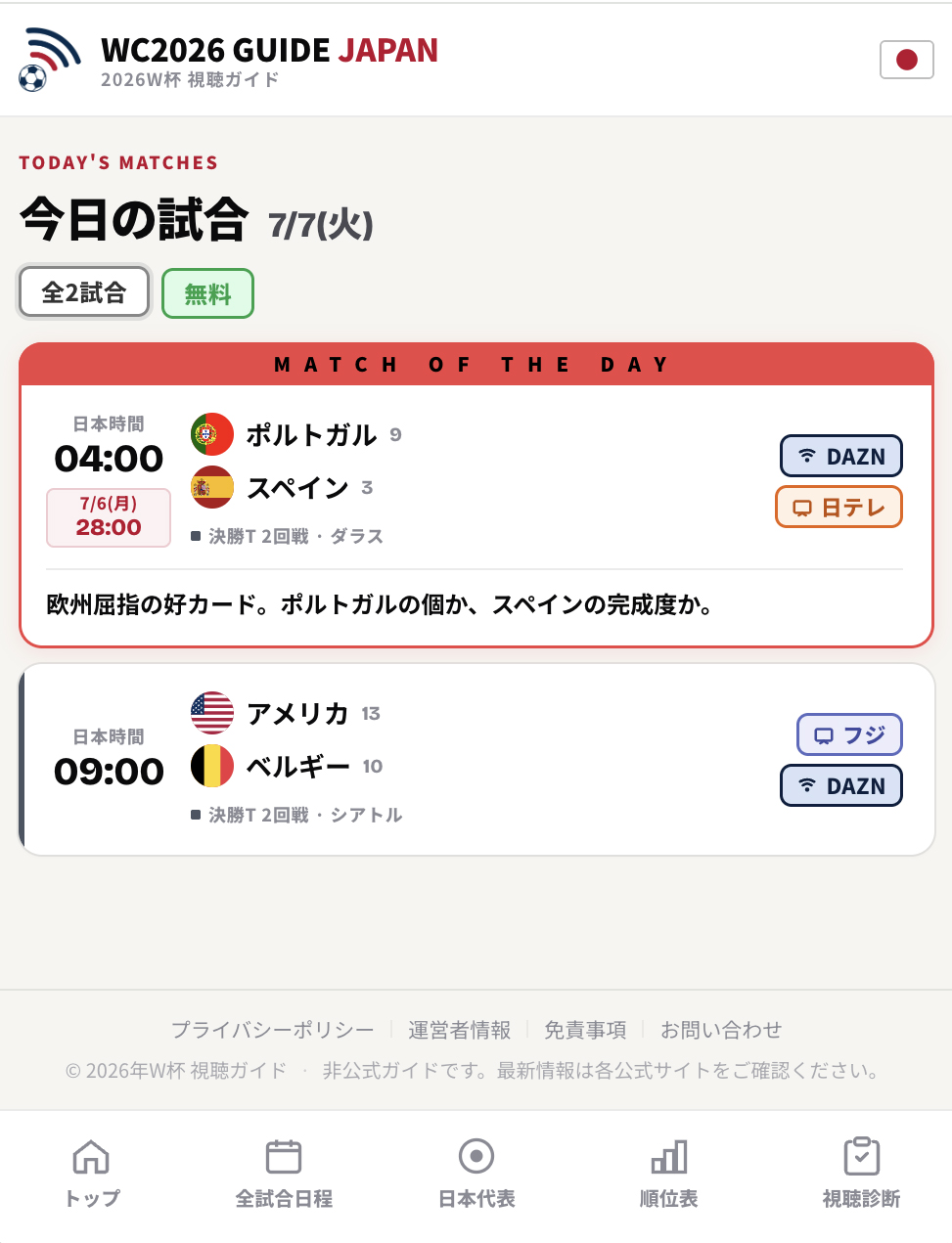 2026W杯 視聴ガイド on X: 