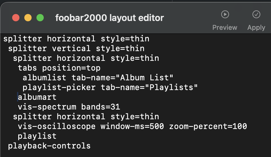 chardstew's tweet photo. #foobar2000 MacOS custom layout 👌 https://t.co/a1oPLYh36N