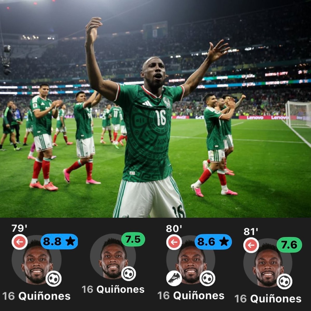 CrewsMat10's tweet photo. Bar Lionel Messi, he was arguably the best performer from a nation in the Americas.

Heads up Quinones. 🇲🇽👏 https://t.co/9l0z9TKOLJ