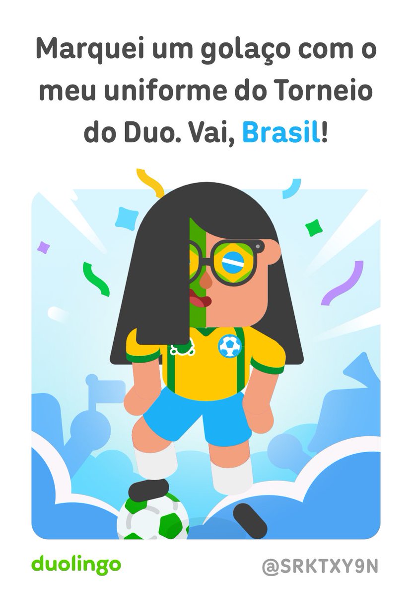 JLionco's tweet photo. Valeu, @duolingo! Fiquei esperando o uniforme do Brasil desde o começo da ação e só recebi horas após o time ser desclassificado da Copa kkkk valeu, brother! 🥹🥹🥹 https://t.co/k4k4b863v5