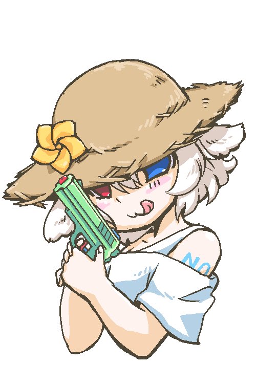 goncha_arukemi's tweet photo. ミミリスさんに描いていただきましたー！夏衣装のゴンさん！目つきもポーズも帽子のゴワゴワ感も舌ペロも全部しゅき、かわいい！ https://t.co/4K02oW7s9c