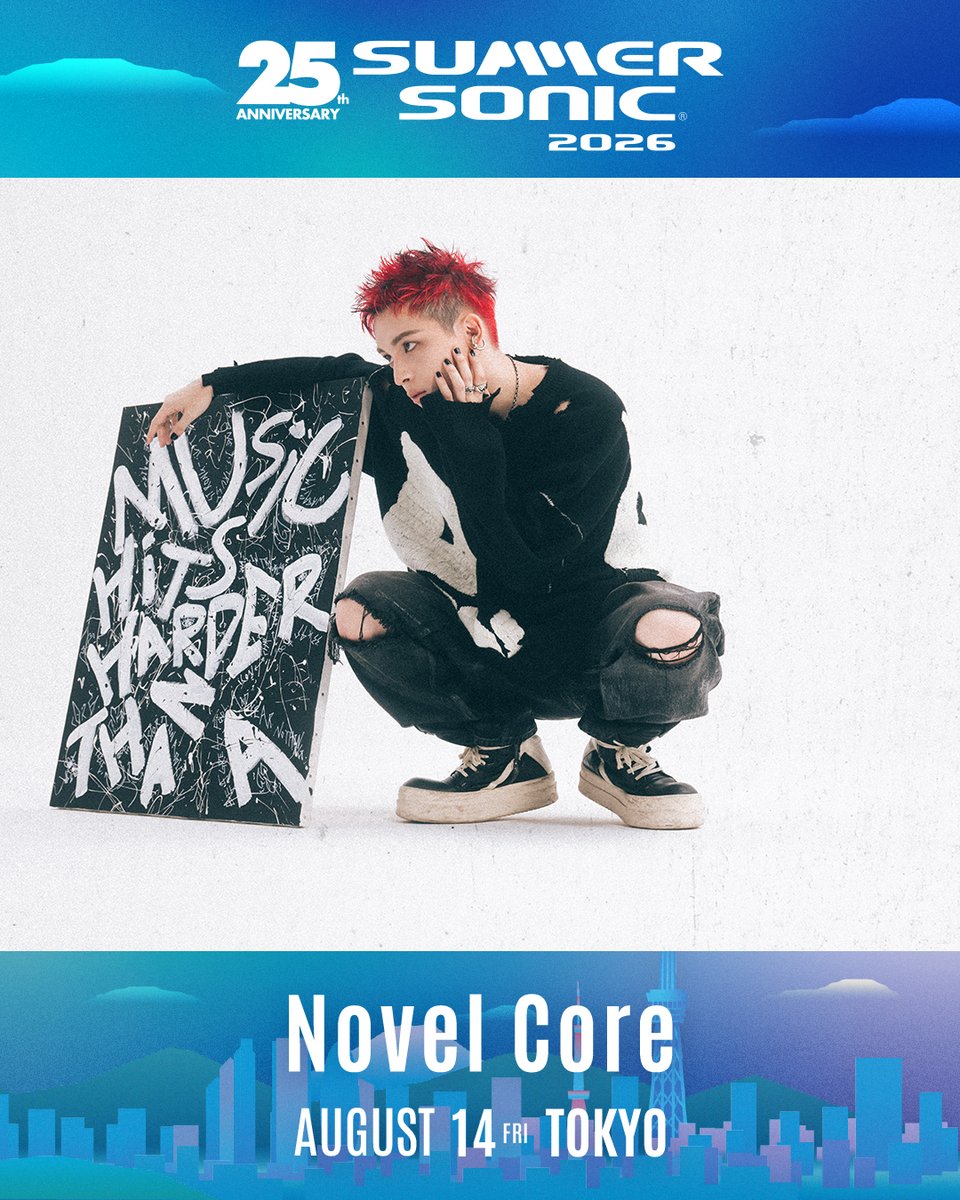 novelcore_info's tweet photo. #NovelCore > LIVE

「SUMMER SONIC 2026」
@summer_sonic

8/14(金)-16(日)
at TOKYO &amp; OSAKA

Novel Core
8/14(金) TOKYO:BEACH STAGE出演決定！

▶︎https://t.co/diHzTh0tZD

#summersonic #サマソニ
@iamnovelcore https://t.co/okH7nLZJXP