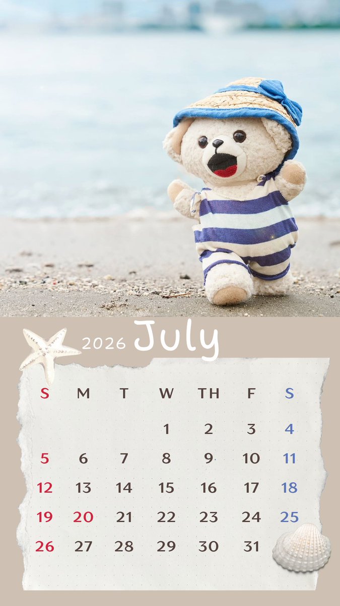 nsfafajapan's tweet photo. \7月のカレンダー公開🐻/
夏らしいファーファが可愛いカレンダー✨
これからまた暑くなるようですので、
無理せず今月も過ごしましょ～！！
カレンダー保存したよ～という方は
🐻でコメント頂けると喜びます♡ https://t.co/4Not4FxrmT