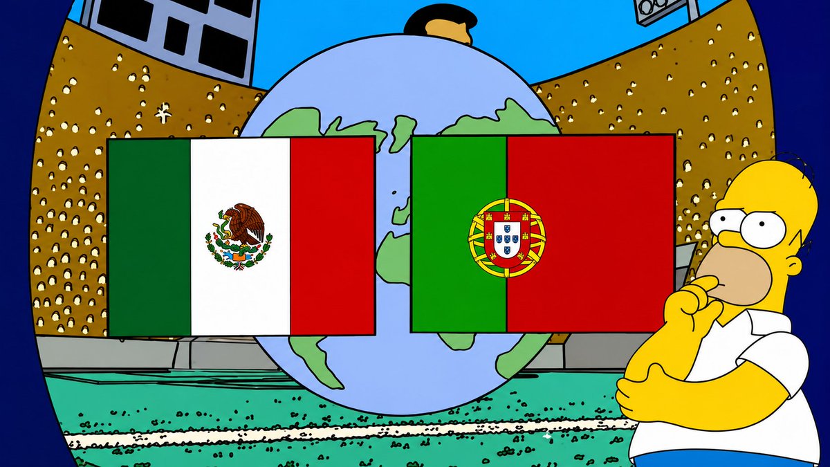 SportsDefend's tweet photo. It looks like The Simpsons prediction of a Mexico vs. Portugal World Cup final has been proven wrong, with England advancing to the next round. https://t.co/raR7SEWeYm