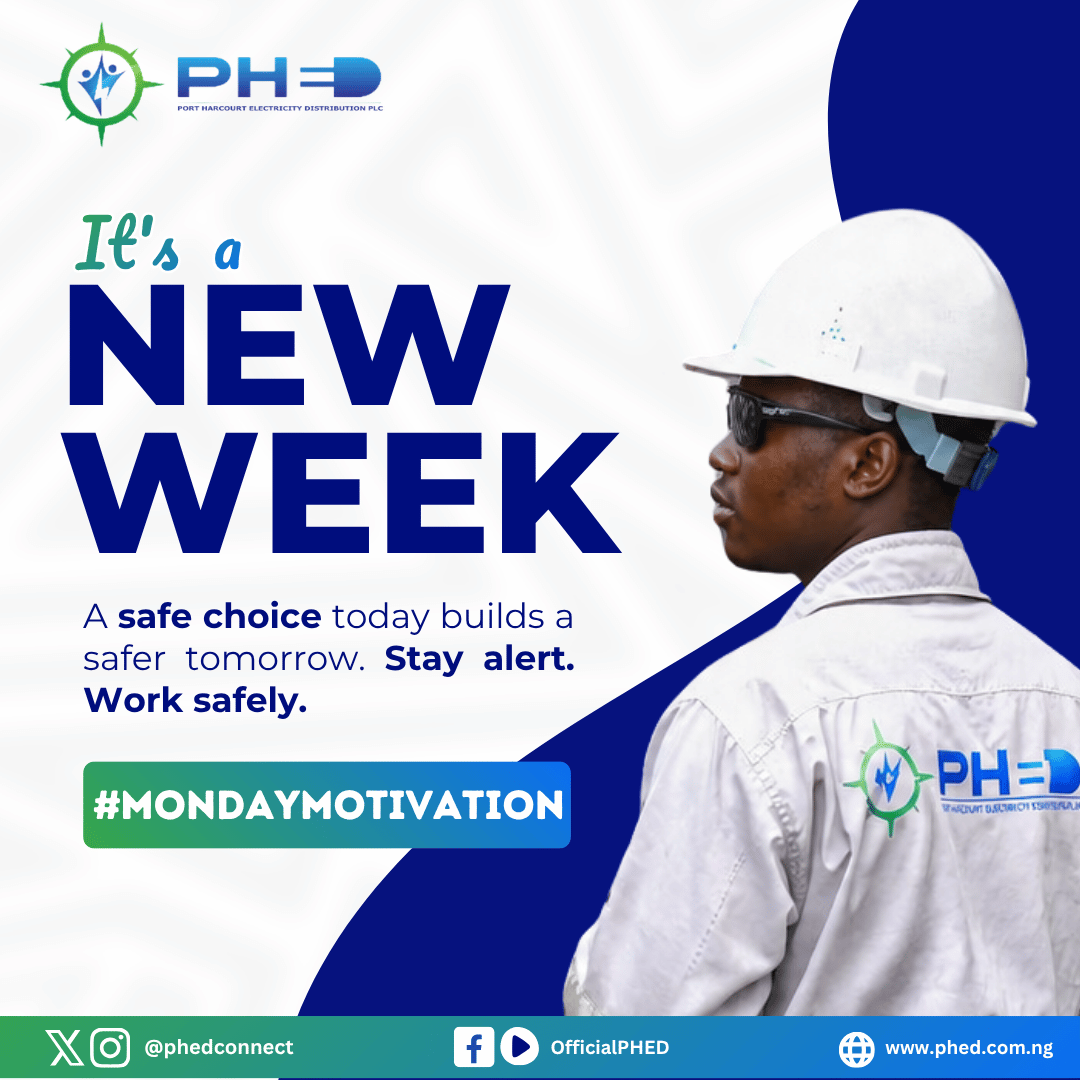 PHEDconnect's tweet photo. A safe choice today builds a safer tomorrow. Stay alert. Work safely.
#MondayMotivation #PHED #SafetyFirst #StayAlert #WorkSafe https://t.co/Rg8Gx3y2Fj