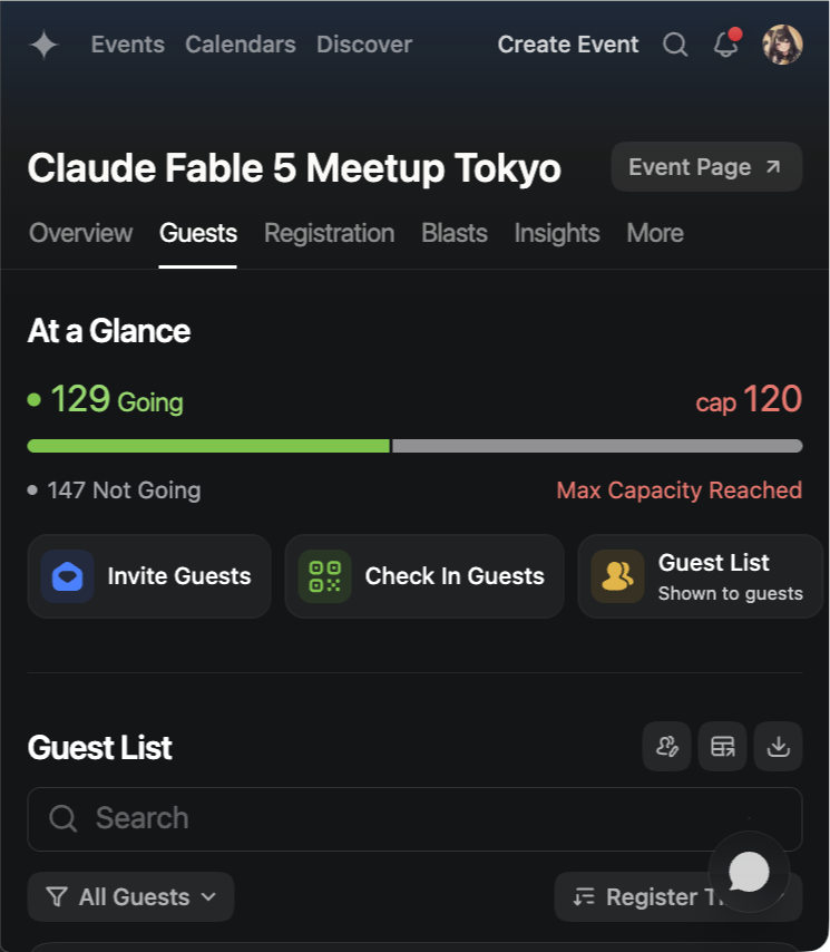 nukonuko's tweet photo. Claude Fable 5 Meetup Tokyo、承認された方、本日はよろしくお願いいたします！承認された方が全員来ると間違いなく立ち見席が発生しますので、ぜひとも足腰を鍛えてからいらしてください！#aimeetup https://t.co/0bIoqf3rfH