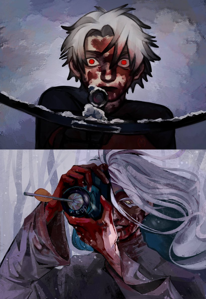 Edo_yngri's tweet photo. art collab with my friend mashka! (stlix on tumblr or stl_ix on tiktok)
liverleaf (2018) + #TAMSY (mine) and #RUDO (mashka). i have this deep feeling that in the end rudo will kill tamsy and somehow this will still be part of tamsy's plan-
❗NOT A SHIP❗
 #gachiakutafanart https://t.co/18zqQIEoZq