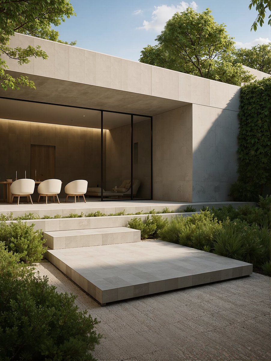 morr_arch's tweet photo. Oversized glass doors frame verdant views, creating an elegant balance of geometry and nature. The result is a sanctuary of clarity and stillness. https://t.co/PAR7un6lXS