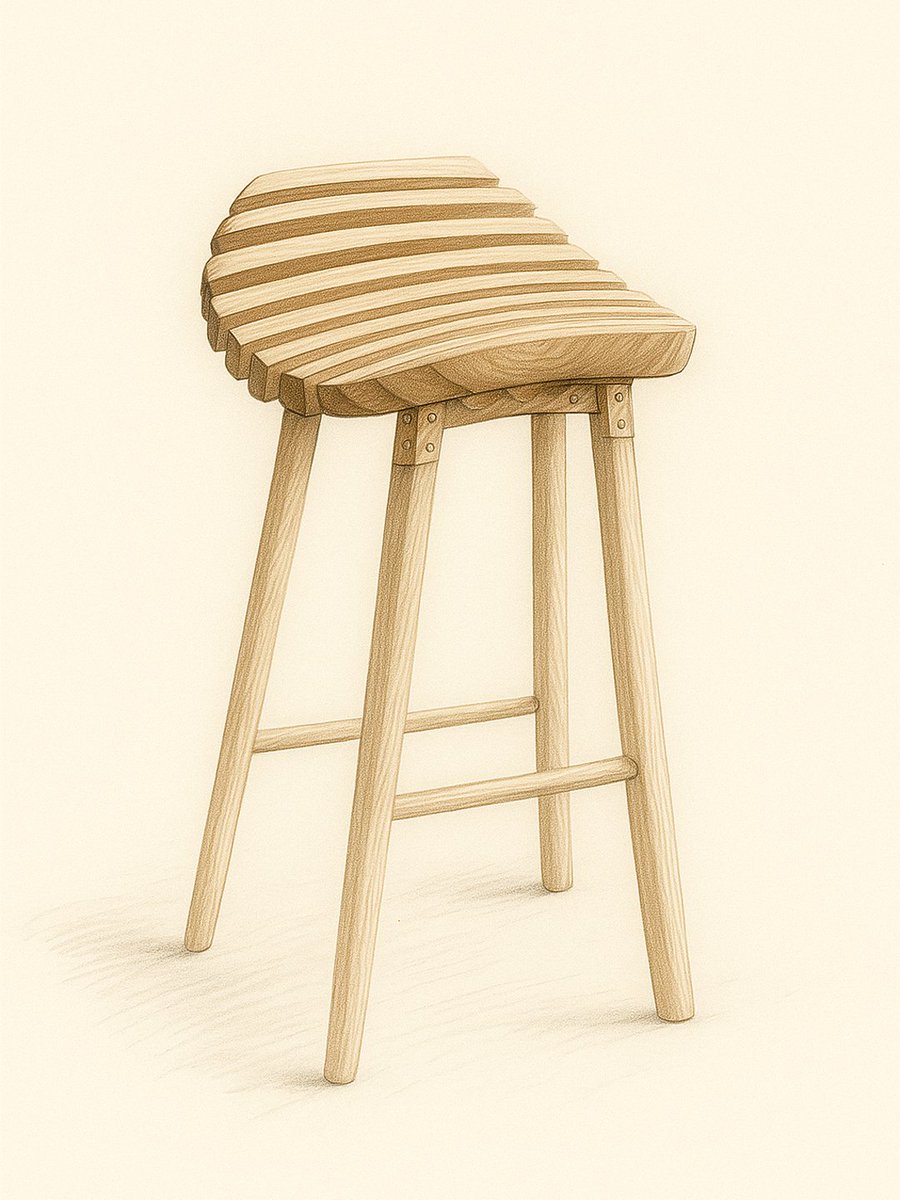 morr_arch's tweet photo. The angled seat subtly cradles the sitter, while the tapered legs—slightly splayed for balance—give the piece a grounded yet elegant stance. Structural stretchers provide added strength and reinforce the minimalist craftsmanship. https://t.co/qfxxxI2EAd
