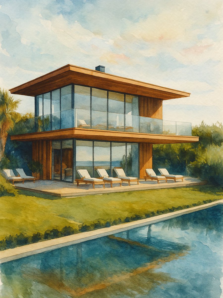 morr_arch's tweet photo. A curated series of minimalist architectural house elevations, delicately rendered in soft watercolor. https://t.co/evoZnyqO5i