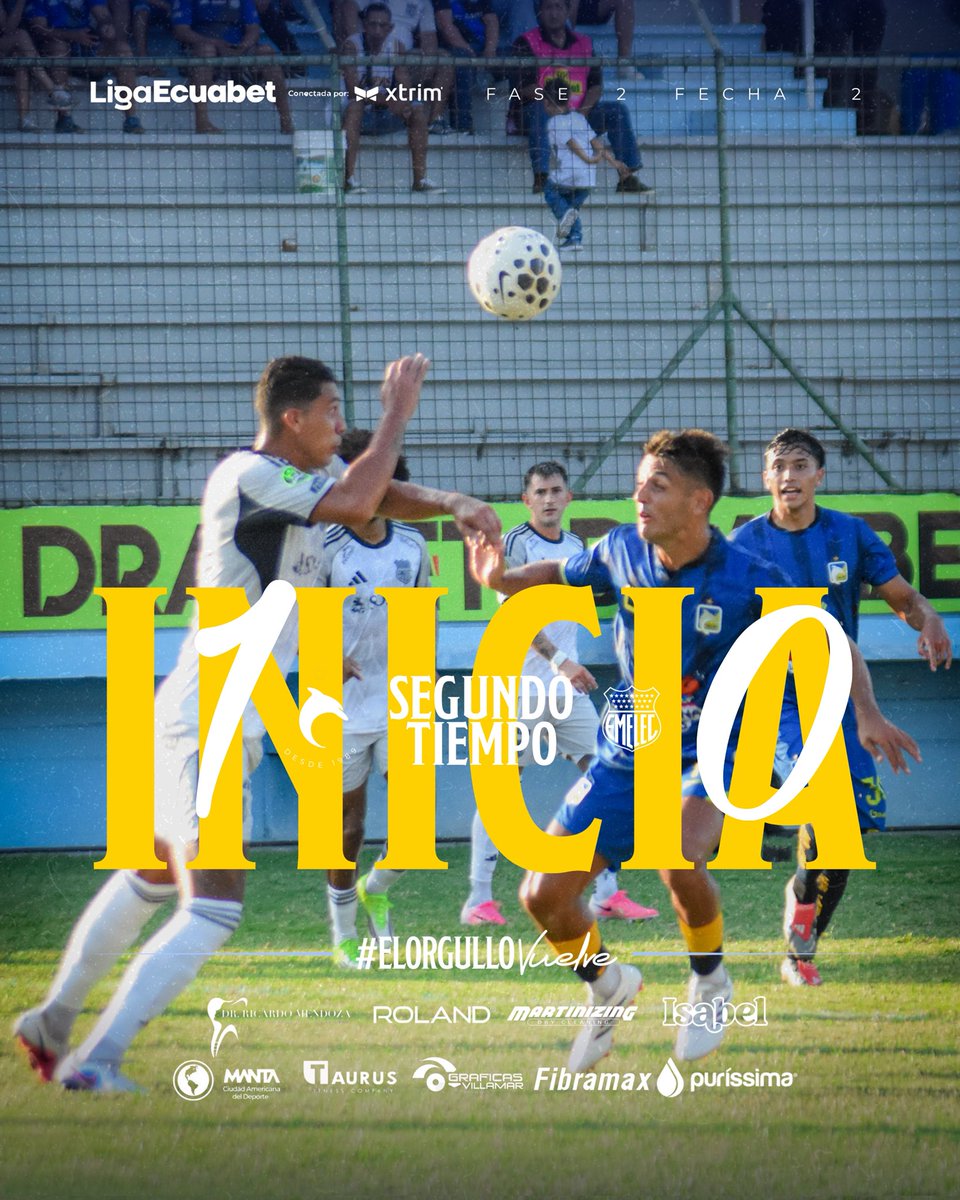 DelfinSC's tweet photo. ⏰ 45’ ST
 ¡Inicia el segundo tiempo !🤜🏻🤛🏻

¡Vamos cetáceos! 💪🏼

#DSC /1-0/ #CSE  

⚽️Ushiña 

#ElOrgulloVuelve #LigaEcuabet #MantaEsCetáceo https://t.co/yWG3uQKRzf