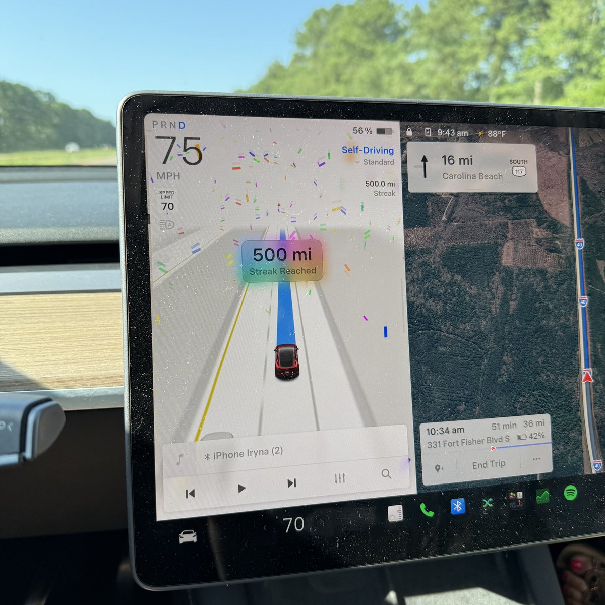 DimitriyMas's tweet photo. 500 миль streak на Tesla — и ни одного моего вмешательства! От парковки дома до Supercharger’ов машина всё делала сама на автопилоте. Это просто поразительно.
#Tesla #Autopilot #America250 #FullSelfDriving https://t.co/VTkhypmrQg