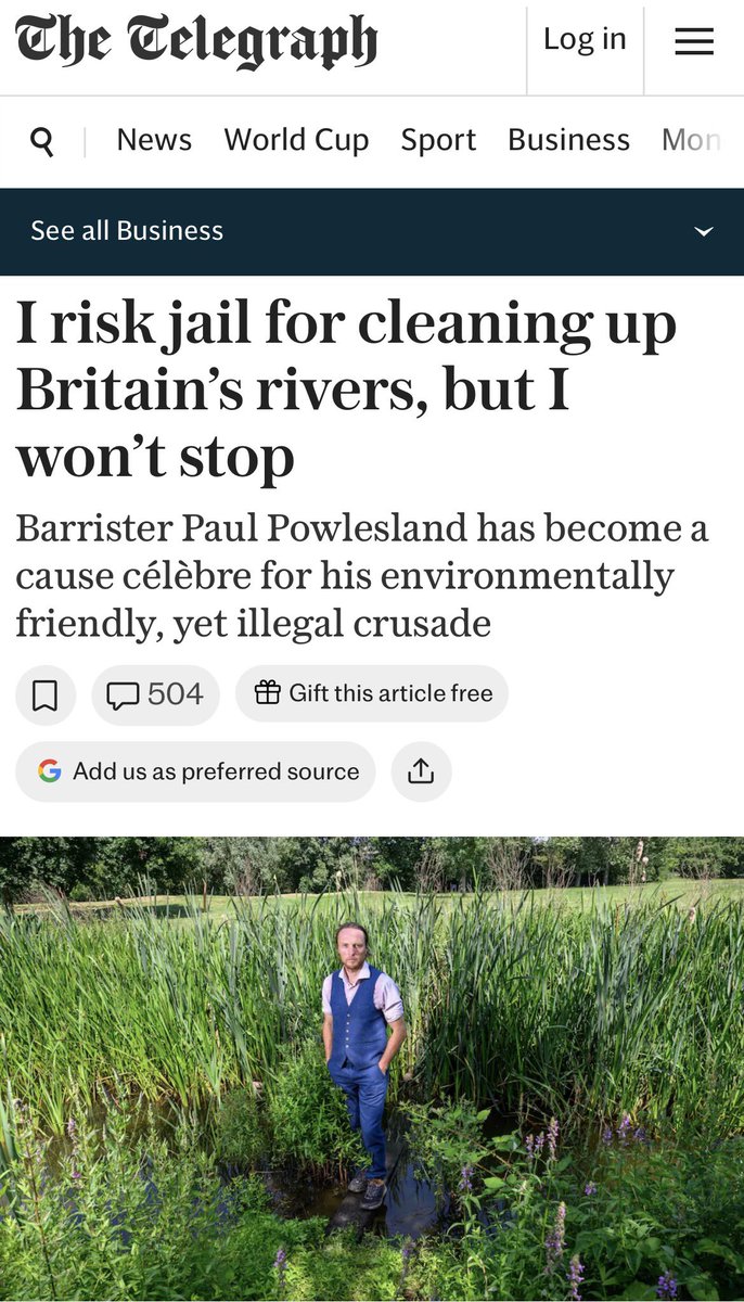 paulpowlesland's tweet photo. Something that has surprised me with all the @EnvAgency nonsense is how the outcry against the EA’s actions has come from across the political spectrum. It doesn’t feel like much can unite the left & the right any more, but it turns out that threatening volunteer river guardians with prosecution for caring for a river that the EA has left to rot (whilst they let illegal sewage go unpunished) is apparently just such an issue. 

The Telegraph have done quite a detailed & fair right up of the whole issue. Even better, when I was showing them around and having photos taken by the Aldersbrook, I spotted a shoal of fish fry in the river for the first time. It’s wonderful that life is returning to the brook already & shows the stupidity of the EA’s lies that we were somehow damaging the environment by restoring the brook. Seeing the positive effects already gives me even more strength not to back down; the EA is welcome to restore the rest of the brook with me & the other volunteers but I will defy them & keep restoring the river if they try & block or hinder us.
