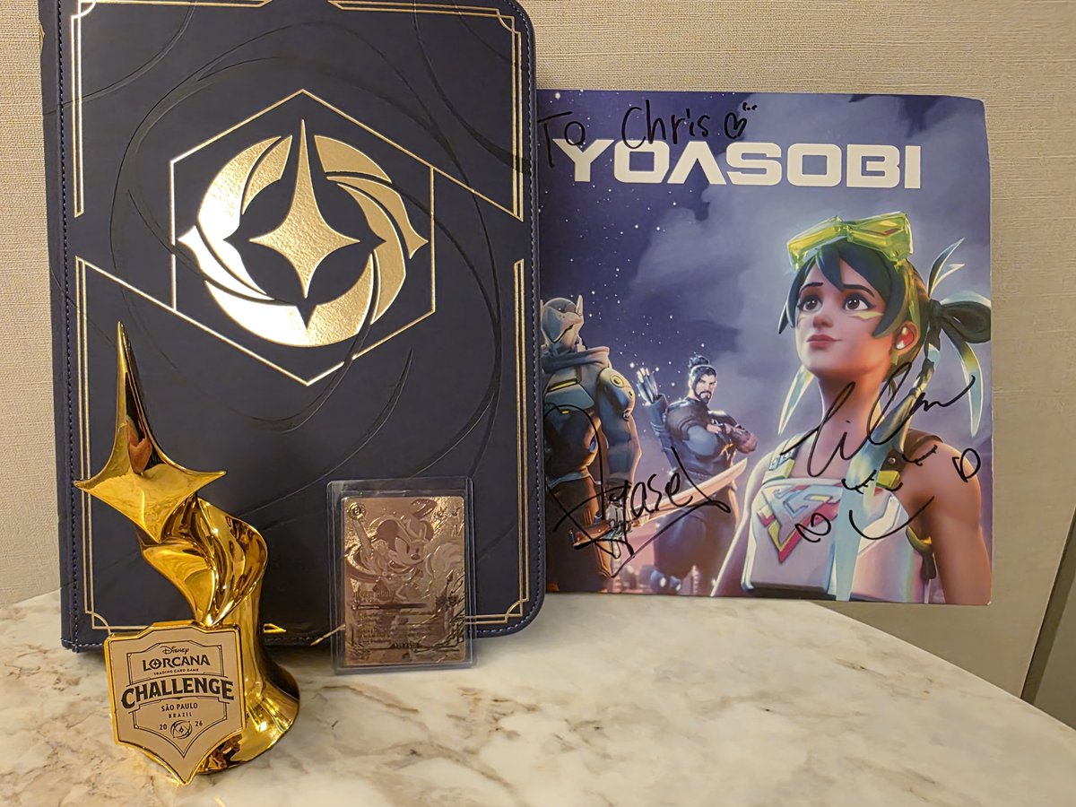 Oyola_Lorcana's tweet photo. Can't believe I won DLC São Paulo. So excited to play at Worlds this year. With that being said, meeting Yoasobi last Monday is the highlight of the week. Thank you Brazilian Lorcana players for the hospitality. See everyone at continentals!!! https://t.co/QmtDNjM0Tb