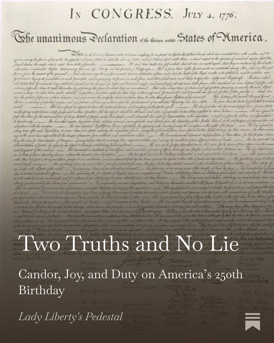 RaphaelRosen's tweet photo. Two Truths and No Lie: A reflection in honor of America's miraculous 250th birthday https://t.co/fCwvZnnytt https://t.co/nFbcNIHnbz