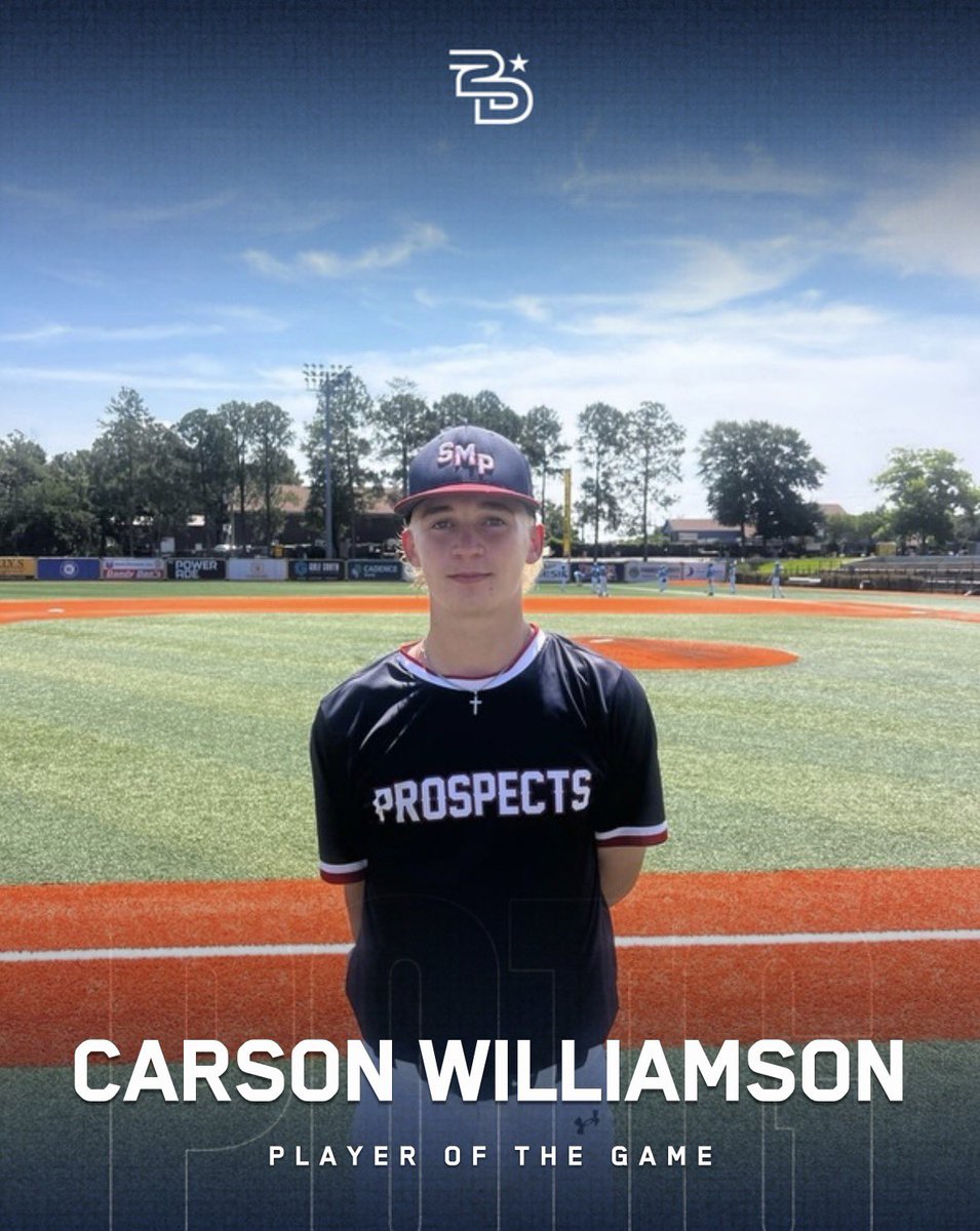 2DsportsMS's tweet photo. ⭐️ Player of the Game ⭐️ 

Carson Williamson 

South Mississippi Prospects https://t.co/ZEnU1BVlaz