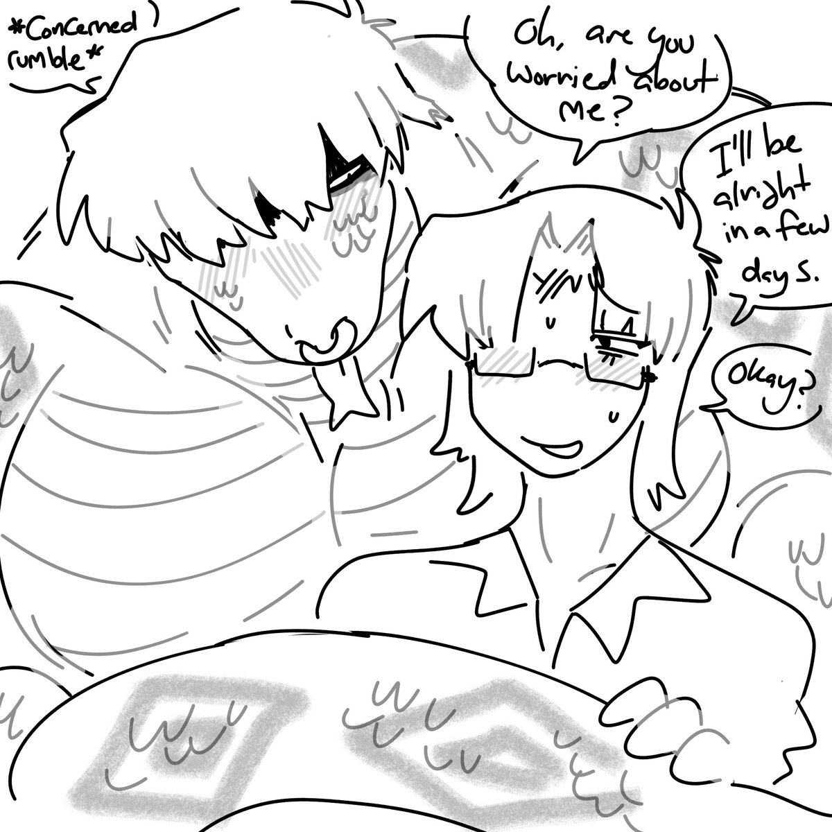 cclownteeth's tweet photo. [doodle] y/n is experiencing period cramps. python only knows his human is in pain, not what’s causing it https://t.co/xs2PWkEcEr