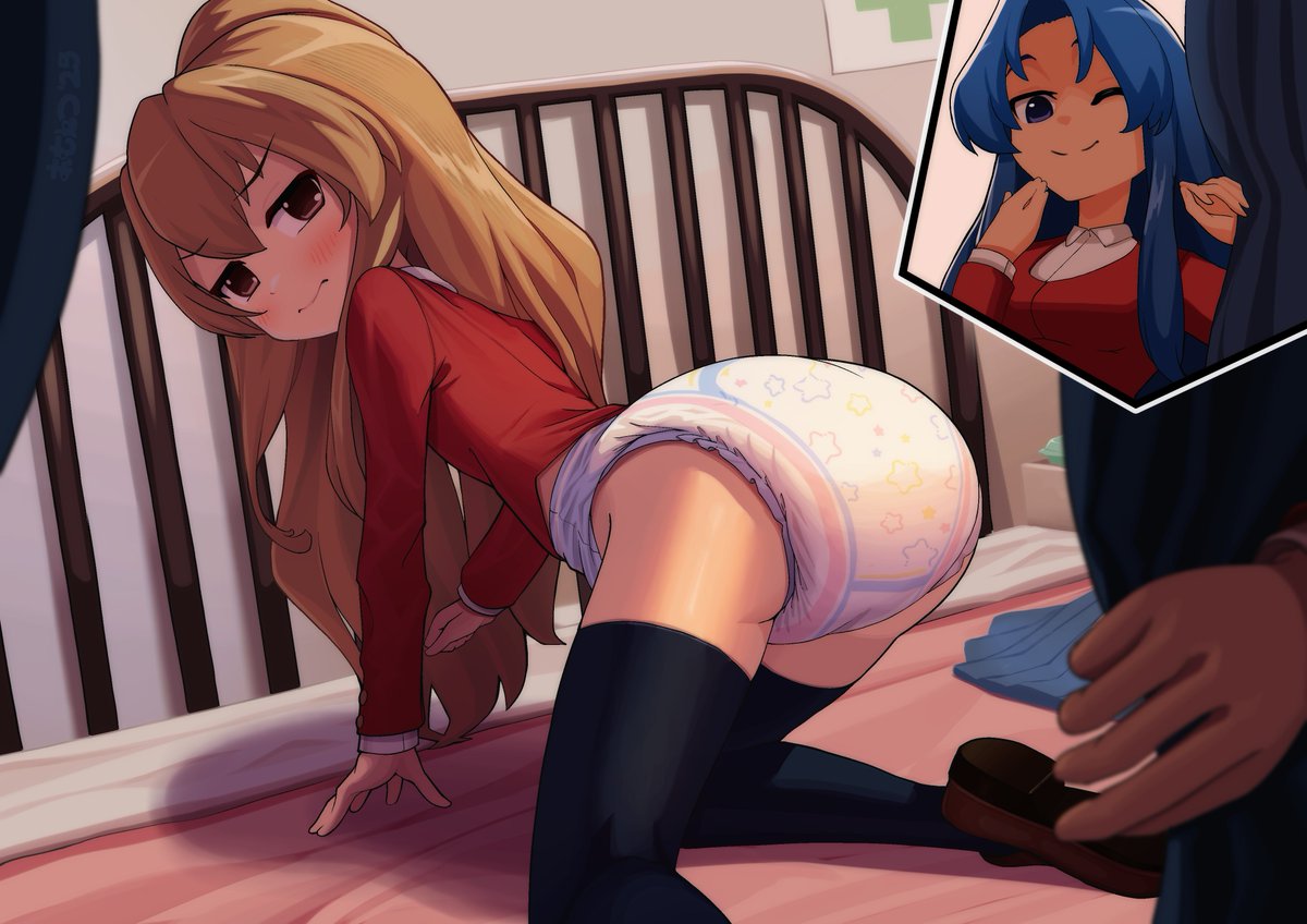 omulettesDL's tweet photo. Sorry I've been so quiet lately! Just dumped (heh) a load (hehe) of diaper images on my Pixiv, please check it out! And please enjoy this fussy Ms. Taiga! https://t.co/eTW7kVTVYC