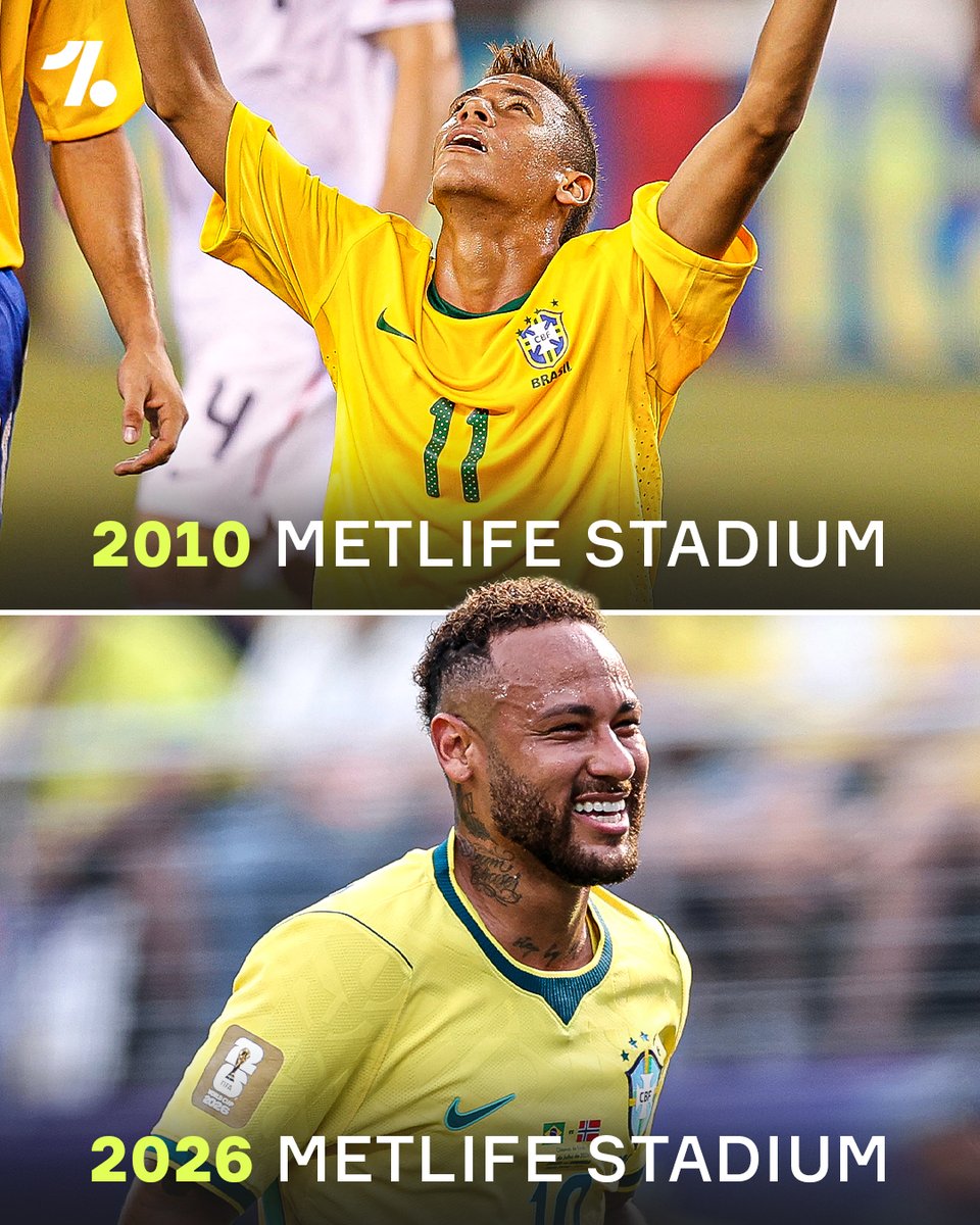 OneFootball's tweet photo. Neymar Jr made his Brazil debut at MetLife Stadium in 2010, and scored. Sixteen years later, he scored at the same stadium in what he says was his final ever Brazil game 🇧🇷❤️

🗣️ 'I tried. I tried. It started here at MetLife Stadium and I finished here. It is now over'

Full circle 🥹