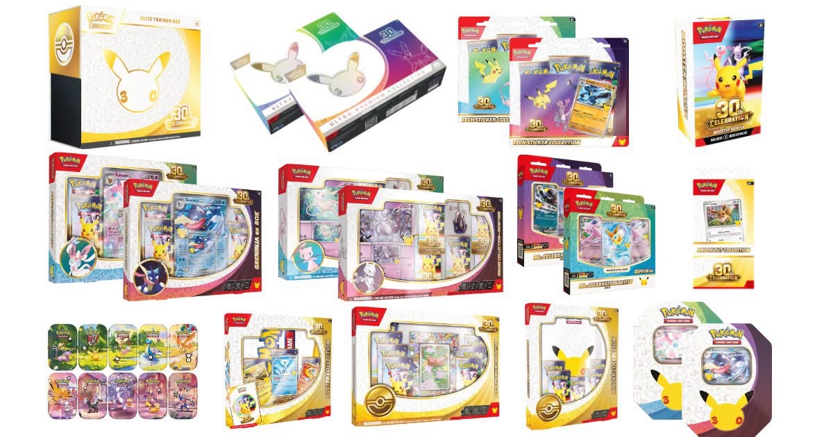 pokehuntdotfun's tweet photo. 30th Celebration Amazon Watchlist 🎉

Early Amazon pages are starting to appear for the 30th Celebration Pokemon TCG lineup. Save the products you want now so you are ready when preorders and restocks start moving.

BOOKMARK THIS POST 🔖

Ultra-Premium Collection
🔗 Product: <https://t.co/BcF3bZsvrW>
🔗 Auto Buy: <https://t.co/qjzYecXmot>

Elite Trainer Box
🔗 Product: <https://t.co/0lHXq2jhzf>
🔗 Auto Buy: <https://t.co/94WFuhkWbr>

Ditto Premium Collection
🔗 Product: <https://t.co/Zlt1HNzyeS>
🔗 Auto Buy: <https://t.co/fWGgvZyBAr>

Mew & Mewtwo Figure Collection
🔗 Product: <https://t.co/A8G1L06Dpw>
🔗 Auto Buy: <https://t.co/nVTtDra5A8>

Binder Collection
🔗 Product: <https://t.co/z4wXlhrakA>
🔗 Auto Buy: <https://t.co/e6t1q8NpEd>

Poster Collection
🔗 Product: <https://t.co/tlZOTGh4ct>
🔗 Auto Buy: <https://t.co/oXwTpHY4Y2>

Greninja & Sylveon ex Boxes
🔗 Product: <https://t.co/TXaZWs9mdf>
🔗 Auto Buy: <https://t.co/NCKGGc60q6>

Mini Tins
🔗 Product: <https://t.co/Bak8ohhjVi>
🔗 Auto Buy: <https://t.co/TdVnh2SgyE>

Booster Bundle
🔗 Product: <https://t.co/C7QfFDwVQd>
🔗 Auto Buy: <https://t.co/XwpAWLVdDb>

Umbreon & Espeon Battle Decks
🔗 Product: <https://t.co/Hu0ASDhlrB>
🔗 Auto Buy: <https://t.co/CsFzq2xWXp>

Greninja & Sylveon Tins
🔗 Product: <https://t.co/4gTYgbRaUz>
🔗 Auto Buy: <https://t.co/CkQyAptsLC>

Tech Sticker Collections
🔗 Product: <https://t.co/q32l3fdk4k>
🔗 Auto Buy: <https://t.co/q2tBvBqYTA>

Knockout Collection
🔗 Product: <https://t.co/7iE9jrrkq9>
🔗 Auto Buy: <https://t.co/kD9ZucImm6>

You can use Auto Buy to set a max price and choose whether to include third-party sellers or only items sold and shipped by Amazon.

You can use Auto Buy to set a max price and choose whether to include third-party sellers or only items sold and shipped by Amazon.

Amazon preorders are expected in the coming months, and these may restock multiple times before release. Amazon’s Preorder Price Guarantee should automatically charge the lowest price offered between your order date and release day. 

 Join our FREE discord so you dont miss when these products go live! 🔔
https://t.co/2cnZjO9A1a

 #pokemontcg #pokemon #pokemon30 #30thcelebration #pokemonrestock #pokehunt