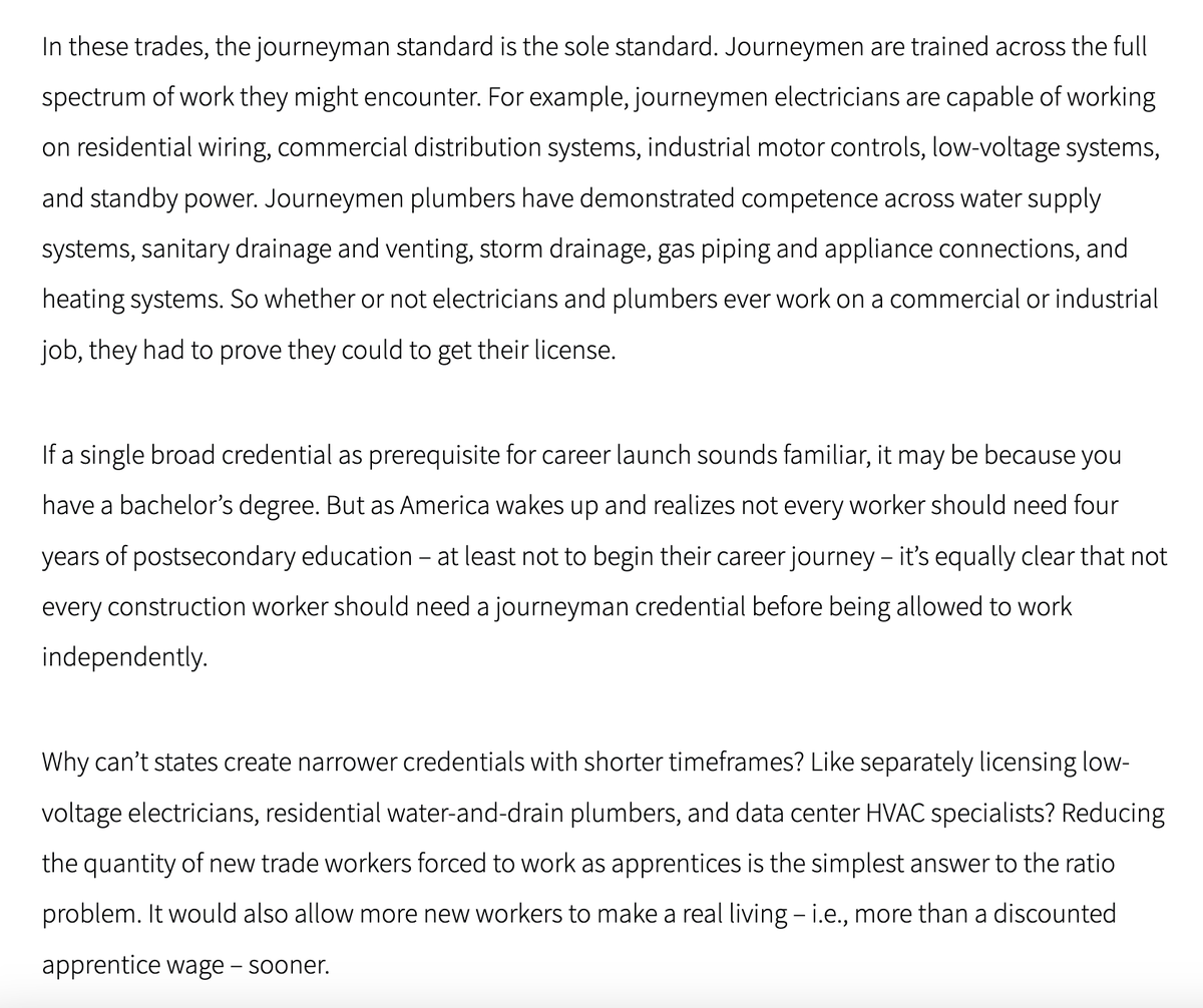 senatorshoshana's tweet photo. EXTREMELY good piece on occupational licensing bottlenecks in the trades
@ryancraigap https://t.co/ojVBeroHsj