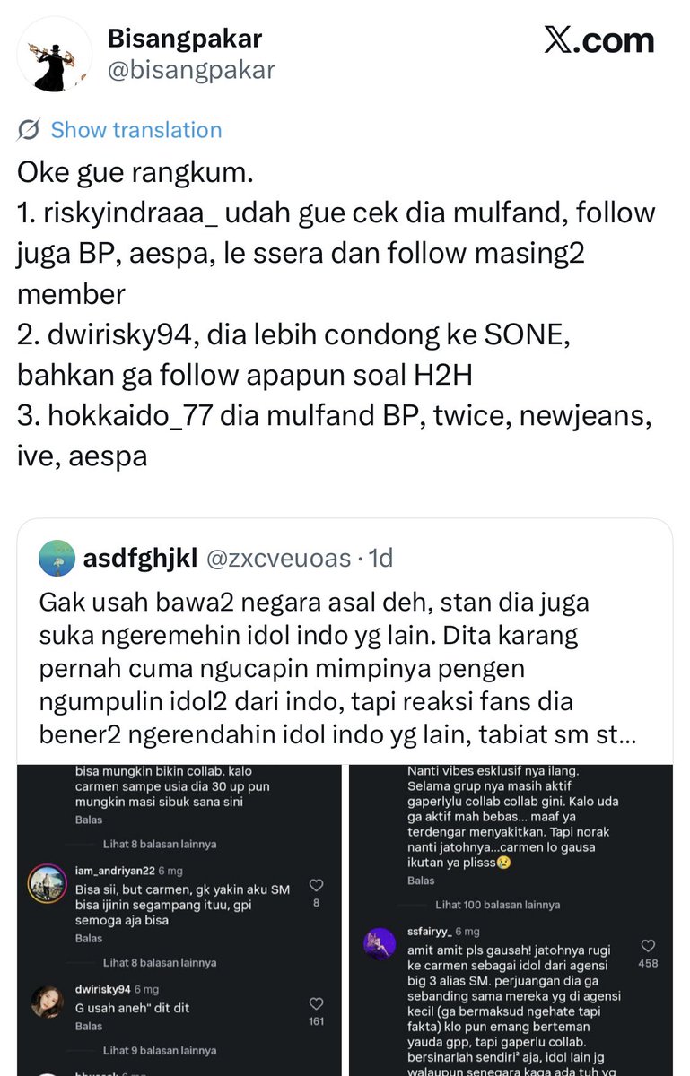 freeraa1880's tweet photo. @jembuutrobot “fans ini orang” meanwhile yg komen tu orang random yg bahkan ga ngestan H2H dan carmen. https://t.co/Lyff8cjfwW