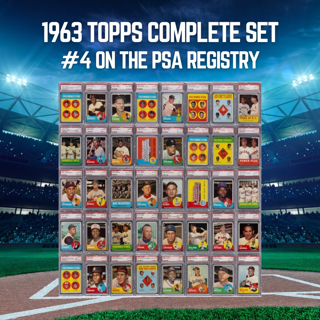 1963 topps baseball psa graded cards Very High Grade Complete Set (576) with (8) This card would make a great additional to any sports memorabilia collection. 1963 Topps #390 Hank Aaron