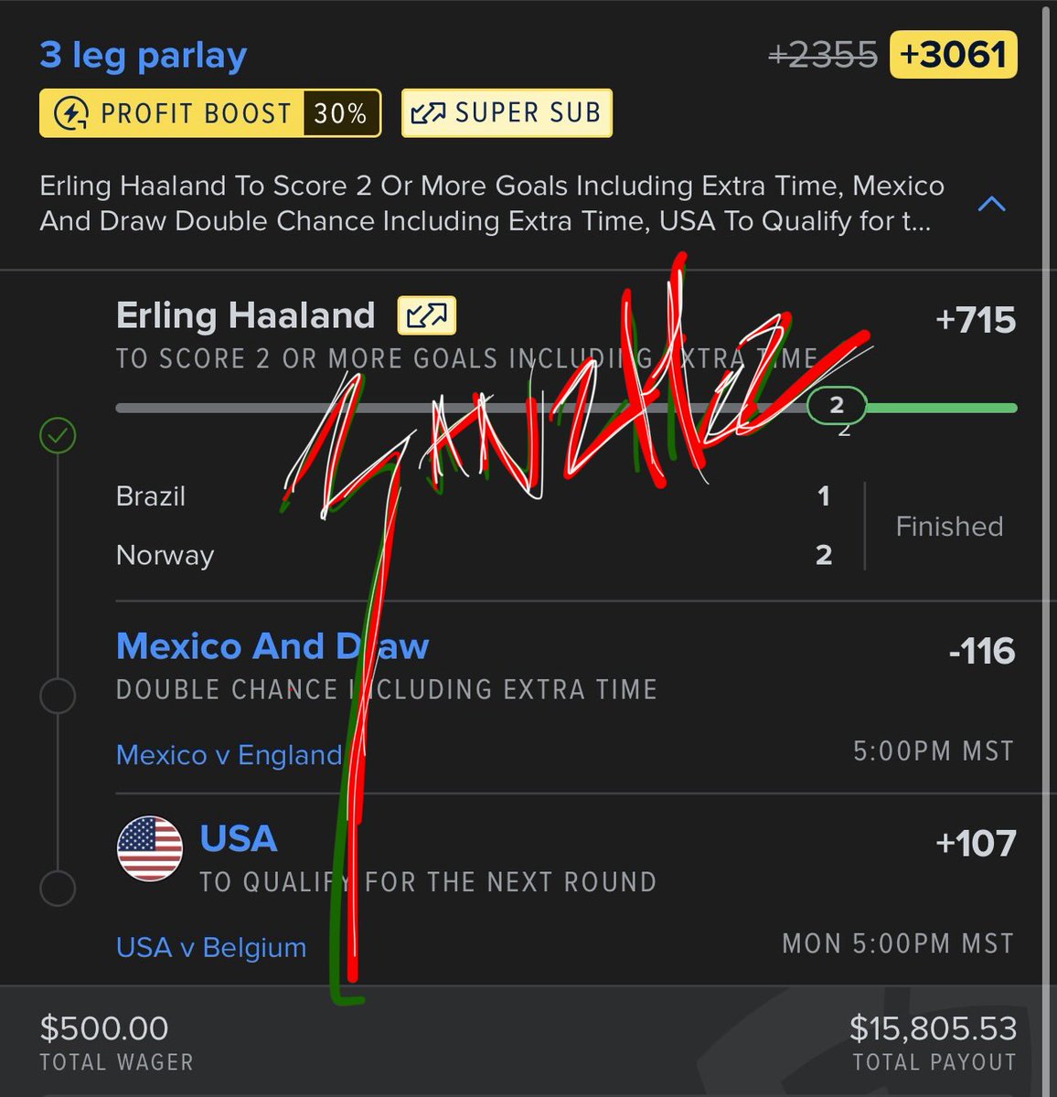 RiCKBANCHEZ's tweet photo. HAALAND … HOLY SHIT 🕷️🔥🔥🔥🔥

I ONLY DROPPED 2 PLAYS TODAY. 
HAALAND MAX ALREADY CASHED 
#BANCHEZSPEED 🇲🇽 x 🇺🇸 !!!!!! 

FIRST 333 people to like this get a free month. Lmk when done https://t.co/Y1AytnQmKv