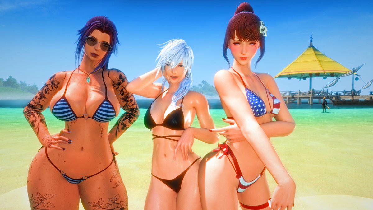 everglade_ffxiv's tweet photo. Sunday Beach Day with @Sayasia_Lurrus and @baketality ! 🥰❤️‍🔥😍 https://t.co/vursg7vH3Z