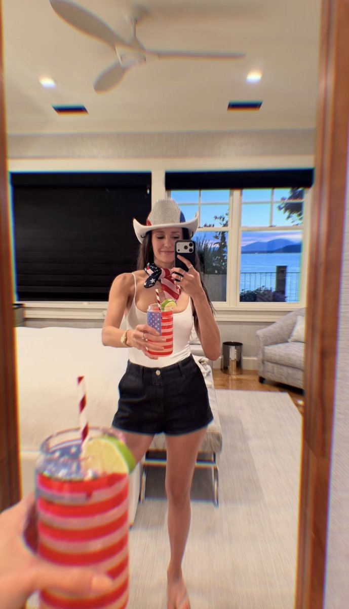 nindobrre's tweet photo. Nina Dobrev celebrating the 4th of July holiday with friends at Gozzer Ranch Golf &amp; Lake Club resort in Idaho 🇺🇸 https://t.co/HlWYrmGOy5