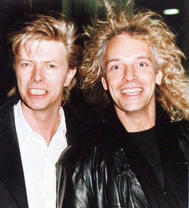 crockpics's tweet photo. Childhood friends David Bowie and Peter Frampton enjoying a night out in New York City during the massive Glass Spider World Tour, 1987. Photo by Ebet Roberts. 

Long before they were selling out massive stadiums, David and Peter actually attended Bromley Technical High School together in London. In fact, Peter’s dad was David's art teacher!  Fast forward to 1987, and Bowie was designing his massive, boundary-pushing Glass Spider World Tour. Wanting a powerhouse player on lead guitar, he called up his old school pal to join the band. 

Did anyone the Glass Spider Tour live back in '87? 👇️