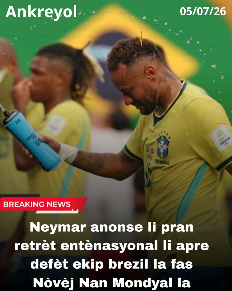 theworldtv12's tweet photo. Neymar annonce sa retraite du football international. 👋🏼🇧🇷

« J'ai tout essayé. J'ai tout essayé. Tout a commencé ici, au MetLife Stadium, et tout s'est terminé ici. C'est fini », a déclaré Neymar après le match.

Son histoire avec l'équipe nationale brésilienne est terminée. https://t.co/heoFNwvYgk
