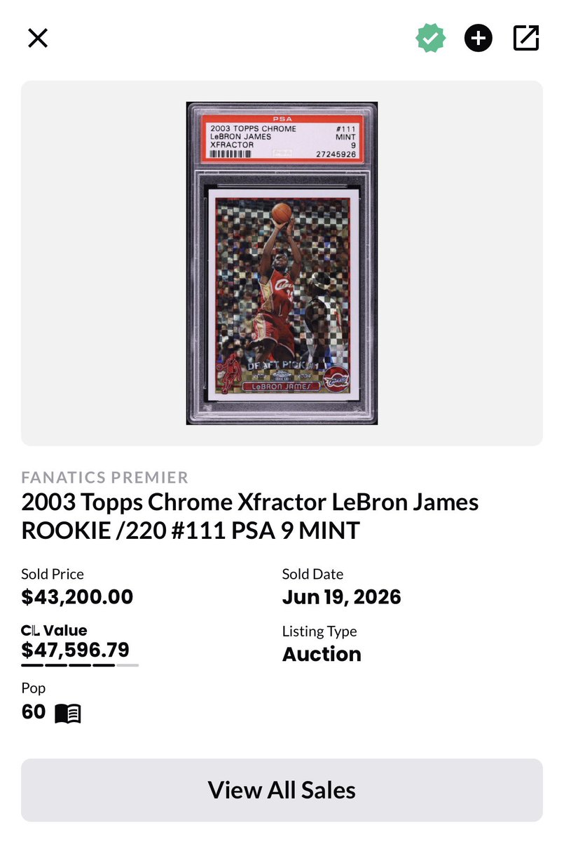 JylesCards's tweet photo. wait this is interesting…

it’s getting re-ran so must have went unpaid.

also a PSA 9 did 43k mid june😆 https://t.co/tWVJDe4cx1