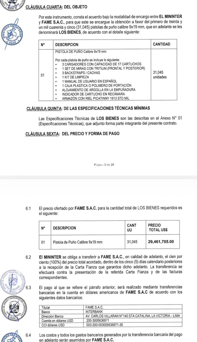 Pedro_vrae's tweet photo. El Ministerio del Interior (#Mininter) oficializó la compra de 31,045 pistolas calibre 9x19 mm marca #Jericho, mediante la modalidad de encargo directo a la fábrica de armas y municiones del Ejército (#FAME), prescindiendo de una licitación pública internacional convencional.
El sector argumenta la necesidad de cerrar una brecha de más de 10 años, sin renovar el armamento corto policial para combatir el crimen organizado.

Presunto sobrecosto.
El principal foco de controversia es el precio de US$ 1,049 por unidad fijado por FAME. Se objeta que en una licitación internacional previa (luego anulada), la propia fabricante #IWI cotizó la misma arma a US$ 949, generando una diferencia de más de US$ 3 millones en pérdidas aparentes para el Estado.

Características de la pistola Jericho.
Originalmente fue diseñada para las fuerzas de seguridad israelíes, funciona en las condiciones más adversas.
Es de acero clásico. Su sistema de acerrojado y cañón con estriado poligonal garantizan agrupaciones de disparo muy cerradas.

Marcas que superan a la pistola Jericho.
1.- CZ P-10 o la CZ Shadow 2 ofrecen mejores gatillos de fábrica y un mercado de accesorios infinitamente superior.
2.- Glock. Supera a Jericho en simplicidad mecánica, ligereza, facilidad de mantenimiento y opciones de personalización. Su reventa es mucho más rápida.
3.- SIG Sauer. Modelos como la P320 o la P365 ofrecen un sistema modular único en la industria. Sus materiales y acabados en las gamas altas (como la línea Legión) están un escalón por encima en calidad premium.
4.- Smith & Wesson / Heckler & Koch (H&K). Ofrece la ingeniería alemana más avanzada y duradera del mercado (como la VP9). Smith & Wesson, con su línea M&P 2.0, ofrece una ergonomía y confiabilidad excepcionales a un precio muy competitivo.

Cuestionamientos.
Según el presidente del @congresoperu Fernando Rospigliosi (@Frospigliosi), estas pistolas es de "ínfima calidad", y se está comprando "a un precio exorbitante" y pagando "al cien por ciento adelantado, para una entrega en catorce meses", lo que fue calificado como "robo descarado".
