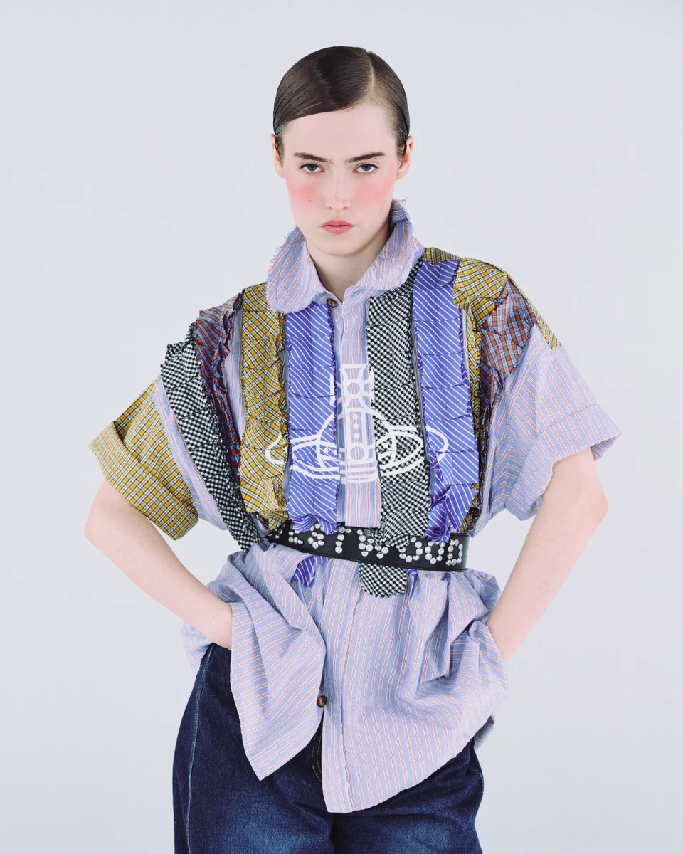 Vivienne westwood LED LABELチェック柄 半袖シャツ紫 Vivienne Westwood X वर: 