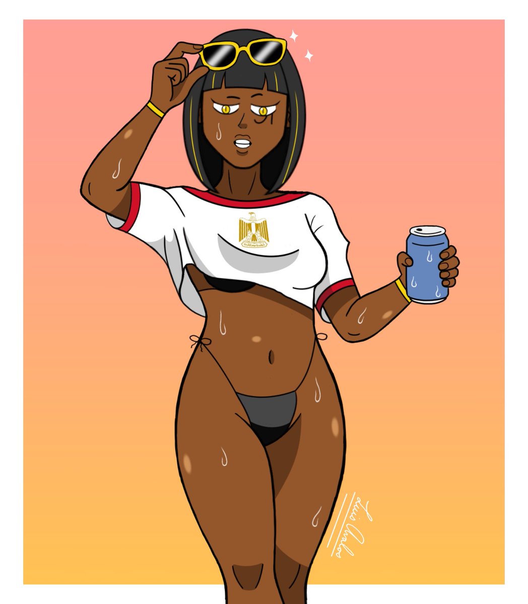 LuisAvalosEnt's tweet photo. Layla the Serpent Queen chilling at the beach in Egypt. Careful not to drink from her can, she has a Venomous Saliva mutation. 🇪🇬🐍

#theartsofmars #oc #gta6 #grandtheftauto6 https://t.co/4jUqMEEQbh