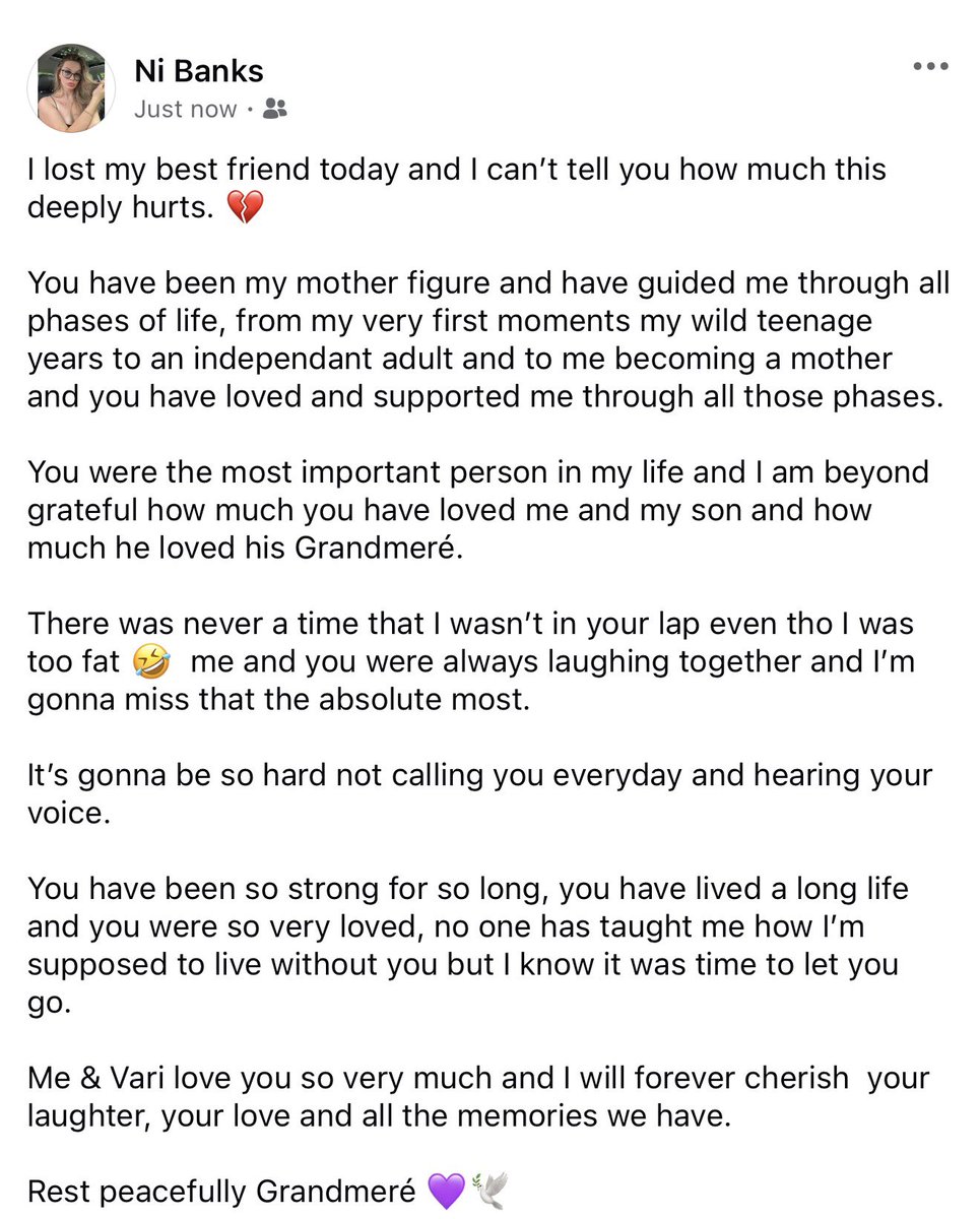 queensnob__'s tweet photo. Rest peacefully Grandmeré 💜🕊️ https://t.co/n2s1H5SZcg